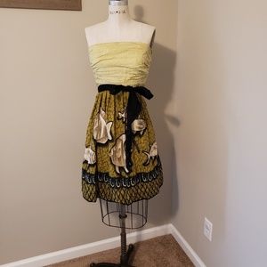 Anthropologie strapless fish dress